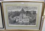 Giovanni Brun, Veduta della Basilica di S. Pietro in Vaticano, monochrome engraving published by Carlo Losi