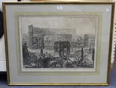 Giovanni Battista Piranesi, Veduta dell'Arco di Costantino, e dell'Anfiteatro Flavio detto il Colosseo, monochrome engraving