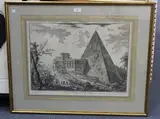 Veduta del Sepolcro di Cajo Cestio by Giovanni Battista Piranesi, monochrome engraving, sold Apr 2017
