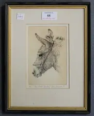 Anne Shingleton, New Forest Donkey, monochrome etching