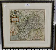 W. Hole, Glocestriae Comitatus olim sedes Dobunorum' (Map of Gloucestershire), engraving with later colour