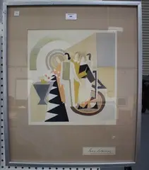 Figures in an Interior by Sonia Delaunay, colour screenprint, sold Apr 2017