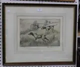 Henry Wilkinson, Two English Pointers in a Landscape, coloured etching