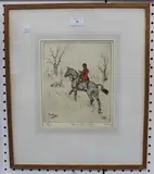 Tom Carr, Leu in there - Draw!' (Hunting Scene), coloured etching