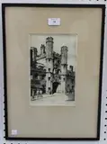Cyril Power, Gateway, St Johns College, Cambridge, monochrome etching