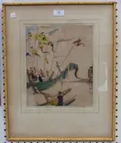 Dorsey Potter Tyson, Dragon Boat Festival, hand-coloured etching