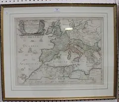 Nicolas Sanson, Romani Imperii, engraving with later coloured outlines