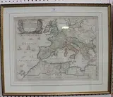 Nicolas Sanson, Romani Imperii, engraving with later coloured outlines
