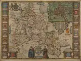 John Speed, Oxfordshire described with ye Citie and the Armes of the Colledges of yt famous University' (Map of the County)