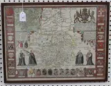 John Speed, Cambridgshire described with the Devision of the Hundreds, the Townes situation with the Armes of the Colleges of that famous Universiti' (Map of Cambridgeshire)