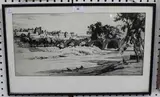 Malcolm Osborne, Continental Fortified Town, monochrome etching