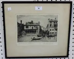 Arnold Higuer, Grand Canal, Venice, monochrome etching