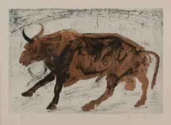 Elisabeth Frink, Study of a Bull, etching with aquatint