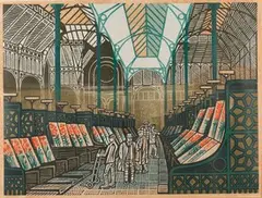Edward Bawden, Covent Garden, colour lithograph
