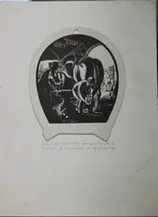Stanley Roy Badmin, Label for Horseshoe Lamp Standards, monochrome print