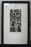 Gwenda Morgan, Hey! Diddle Diddle', 20th Century woodblock, signed, titled and editioned 9/50 in pencil