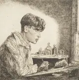 Edgar Holloway, Self Portrait No. 24 Profile, monochrome etching