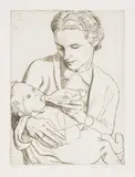 Edgar Holloway, Mother and Child (Peter), 1945, monochrome etching