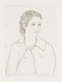 Edgar Holloway, Girl in a Cloak, monochrome engraving from an edition of 25