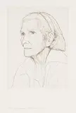 Edgar Holloway, The Centenarian (Mrs Bourne at 102), monochrome engraving