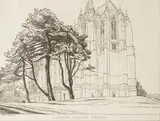 Edgar Holloway, Lancing College Chapel, Sussex, monochrome etching