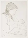Edgar Holloway, Mother and Child, monochrome engraving
