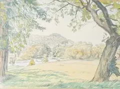 Edgar Holloway, Chanctonbury Ring, 1978, watercolour
