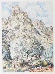 Edgar Holloway, Bunyóla, watercolour and ink