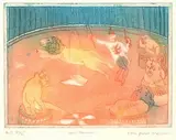 Eric James Mellon, Lion Tamer, colour aquatint