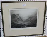 Sheep in a Highland Glen by William Lionel Wyllie, monochrome etching, sold Apr 2016