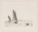 Fishing Boats at Sea by William Lionel Wyllie, monochrome etching, sold Apr 2016
