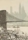 Luigi Kasimir, Brooklyn Bridge, colour etching