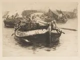 View of a Thames Barge by William Lionel Wyllie, monochrome etching, sold Apr 2016