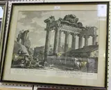 Domenico Cunego, Inside of the Temple of Concord, engraving with later colour