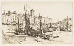 Stanley Anderson, Quai Duperré, La Rochelle, monochrome etching