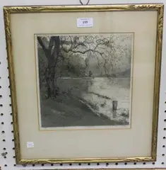 Persenberg Castle on the Danube, Austria by Luigi Kasimir, aquatint, sold Apr 2016