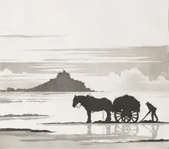 Geoffrey Sneyd Garnier, The Seaweed Gatherer, monochrome aquatint