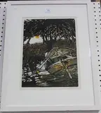 Lee Stevenson, Down the River, linocut