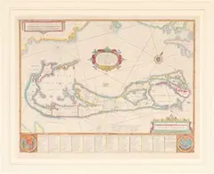 Johannes Janssonius, Mappa Aestivarum Insularum alias Barmudas ...' (Map of Bermuda), engraving with later colour