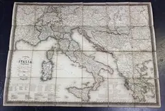 M. de Traux, Carta Novissima dell' Italia Colle Poste' (Map of Italy with Parts of Neighbouring Countries), engraving hand-coloured in outline