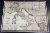 M. de Traux, Carta Novissima dell' Italia Colle Poste' (Map of Italy with Parts of Neighbouring Countries), engraving hand-coloured in outline