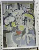 Ivon Hitchens, Still Life Study of a Vase of Flowers, colour print on silk