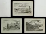 3 Duitse etsen, 18e eeuw, Drie 18e eeuwse Duitse etsen\gravures, Johan MichaelProbsst exc.av 1701-1771