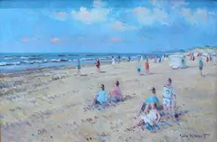 Pieter van Noort, strandgezicht, Van Noort, olieverf op linnen, strandgezicht te Zandvoort 40x60cm