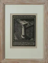 houtsnede by M.C.Escher 1898-1972, Posthume druk v.h originele houtblok, genummerde oplage van 200. houtsnede op papier, sold Apr 2015