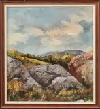 Sven Hjalmarsson, landschap, Sven Hjalmarsson 85 (Zweedse School), olieverf op linnen, bergachtig landschap 37x34cm