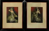 Ingekleurde ets, Spaanse dame, 1930, ingekleurde ets op papier, Spaanse dame met glas 18x24cm