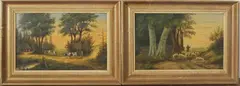 Pendant J, Everout, Everout 1942, olieverf op paneel, landschappen met vee 37x25cm