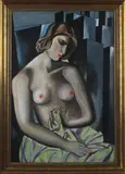 G. Diepeveen, naar Picasso, Gerard Diepeveen, olieverf op paneel, voorstelling naar Picasso van een halfnaakte dame 36x52cm