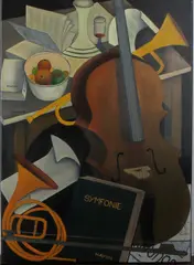 G. Diepeveen, Symfonie Haydn, Gerard Diepeveen, olieverf op linnen, stilleven Symfonie Haydn 50x70cm